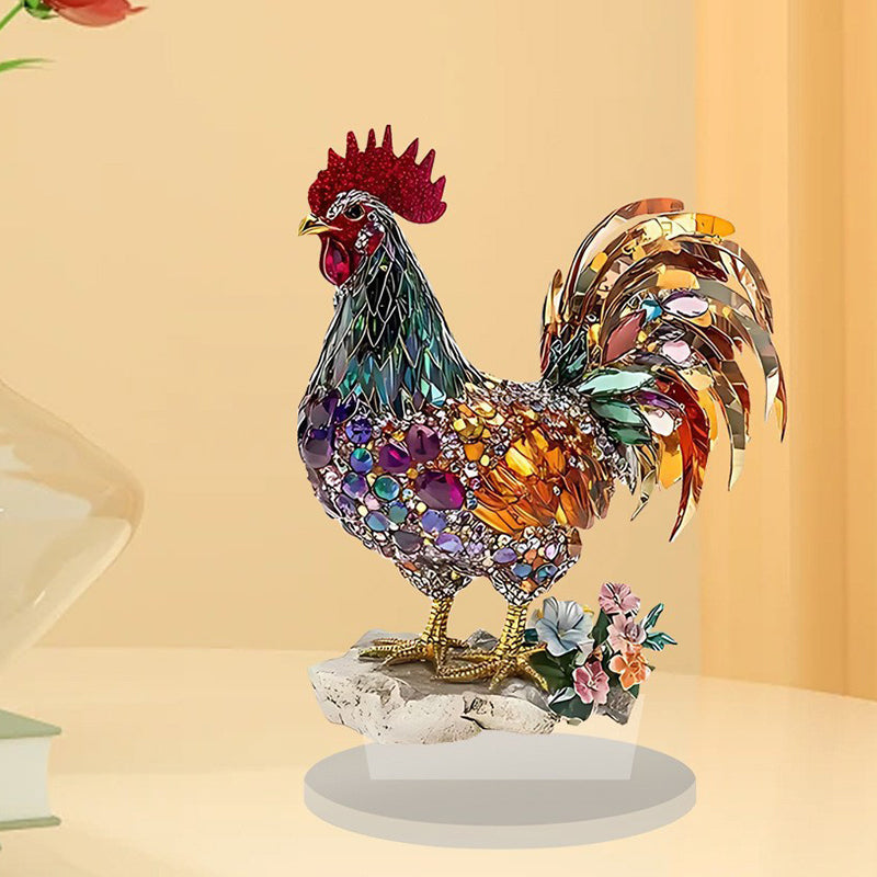 Colorful Lucky Rooster Figurine