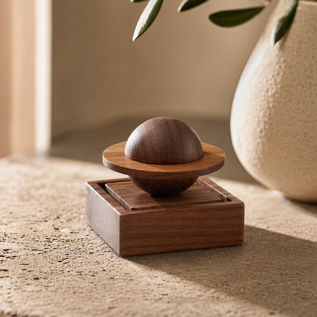 Handcrafted Wooden Planet Aroma Diffuser - Black Walnut & Sapele Essential Oil Diffuser for Home & Car