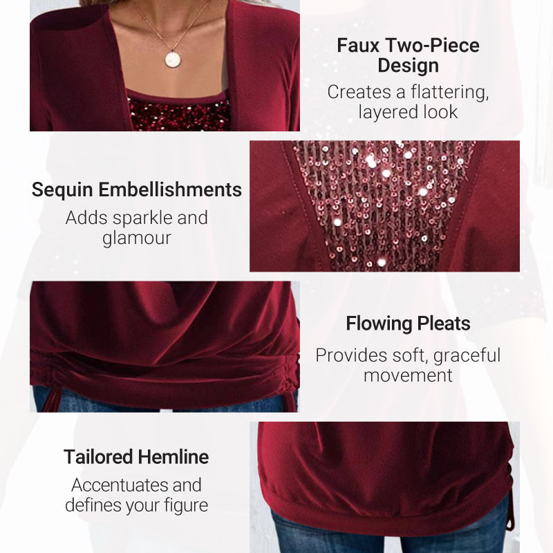 ✨🎅 Christmas offers – For a limited time only!⏰ Women's long-sleeved shirt with sequins