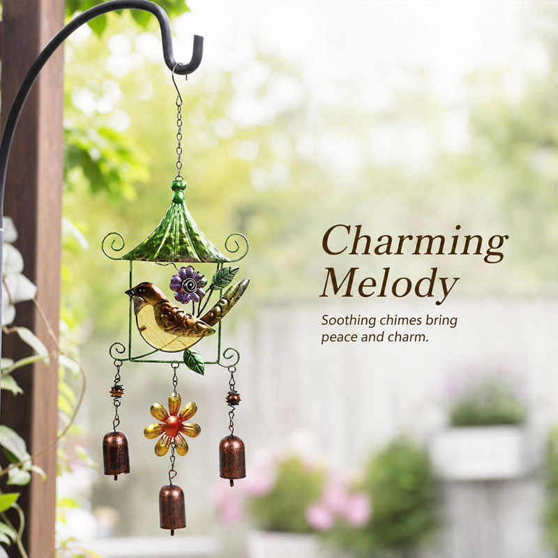 Enchanting Metal Bird & Butterfly Wind Chimes - Hand-Painted Garden & Patio Hanging Decor | Outdoor Art