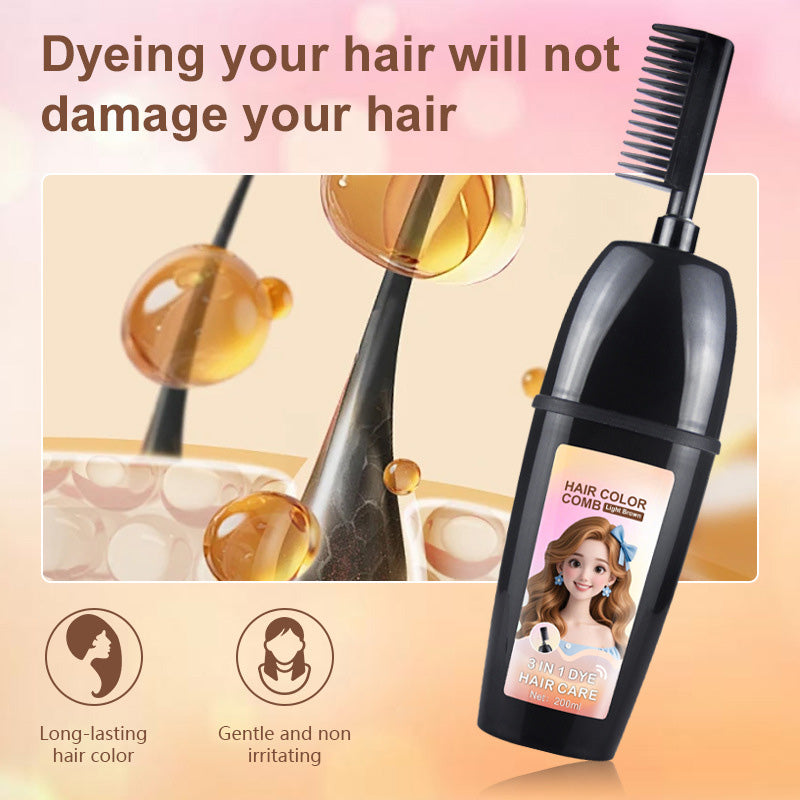 🧴3-in-1 hair dye comb | Easy at-home hair coloring with a built-in brush