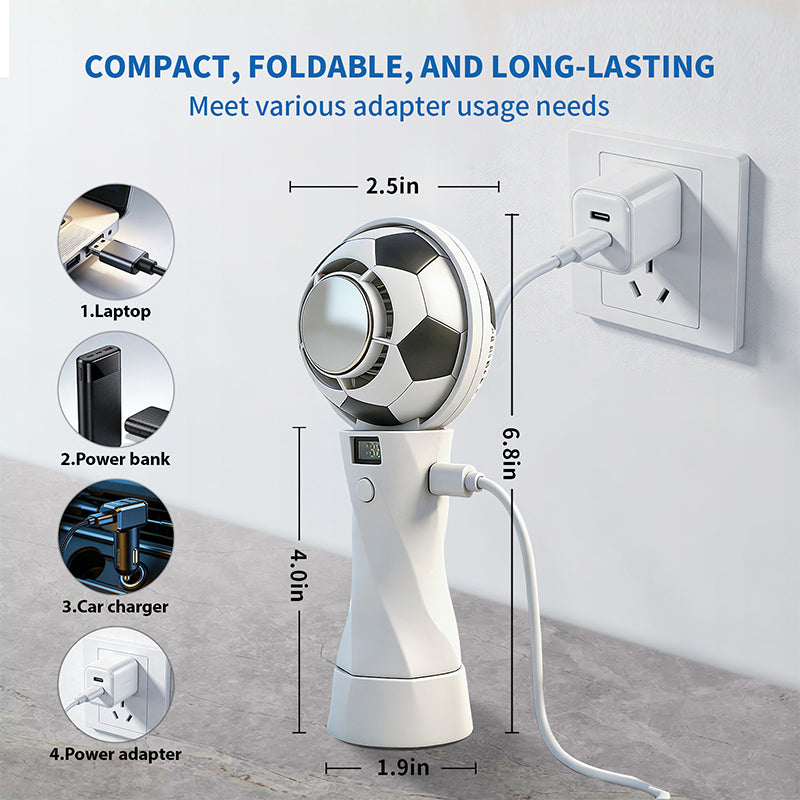 2026 Soccer Handheld Cooling Fan – Portable Turbo Rechargeable Mini Fan