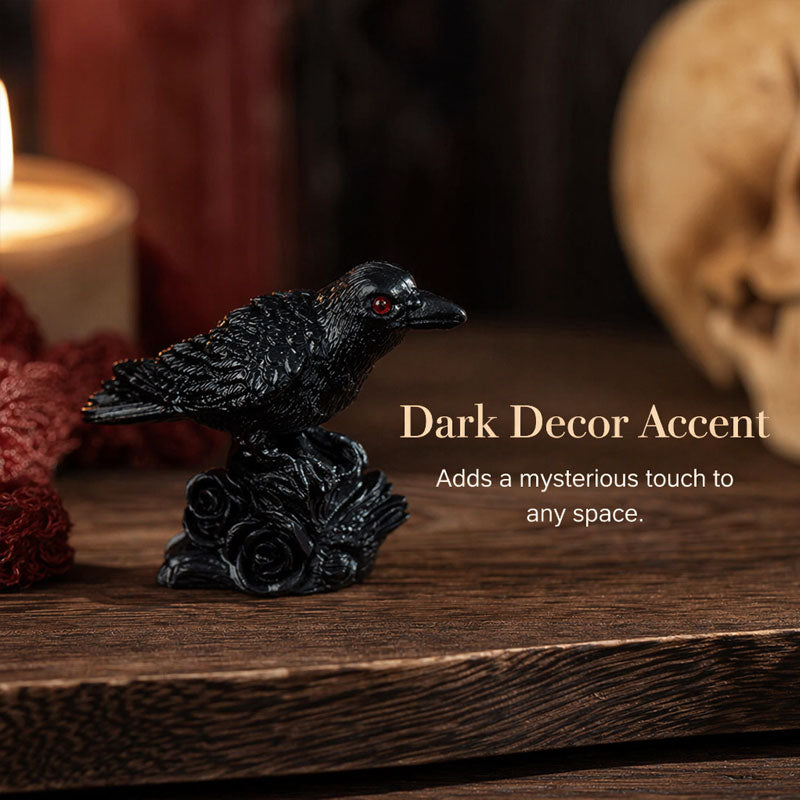 Haunting Halloween Raven & Skeleton Crow Decor - Resin Ornaments