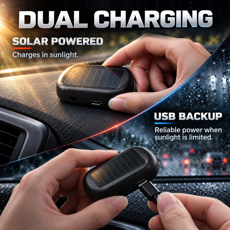 Solar-Powered Car Anti-Theft Warning Light with LED Flash