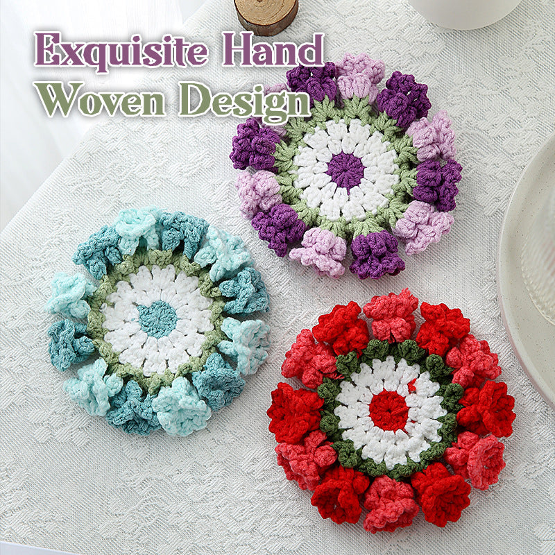 Hand Knitted Lily Of The Valley Coaster