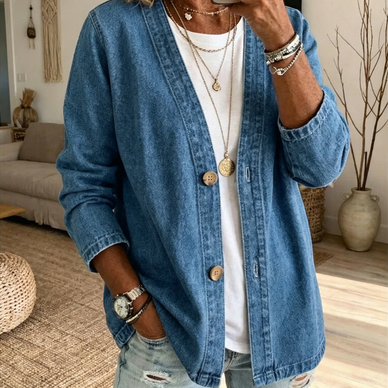 ⏳ Classic Women's Button-Front Denim Jacket