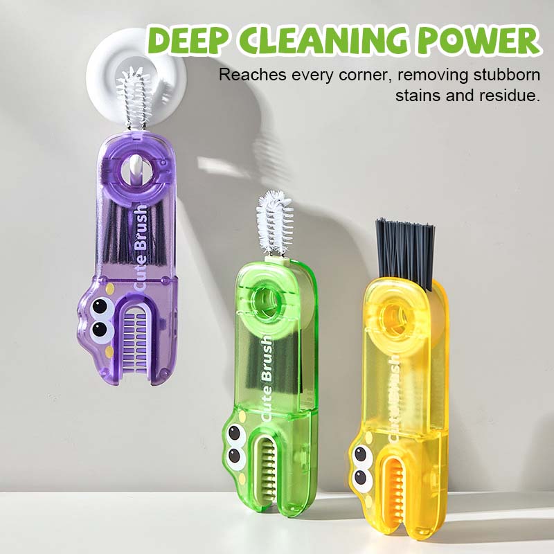 🐊 Crocodile Multifunctional Cleaning Brush – 3 Brush Heads for All Cup Types