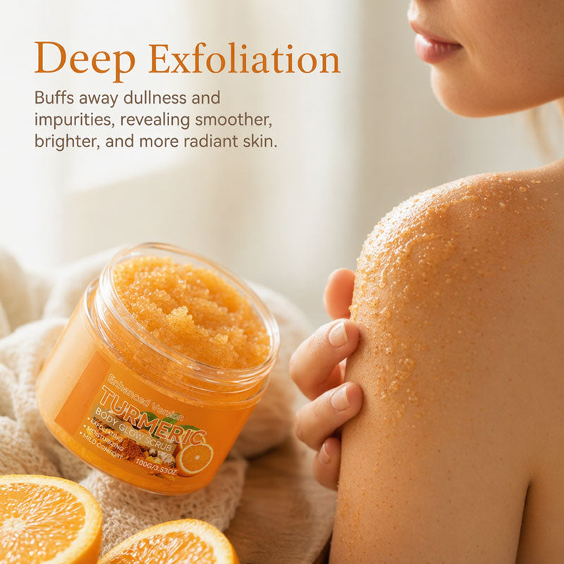 Turmeric Body Glow Scrub with Sweet Orange – Exfoliating, Hydrating & Non-Greasy for Radiant Skin