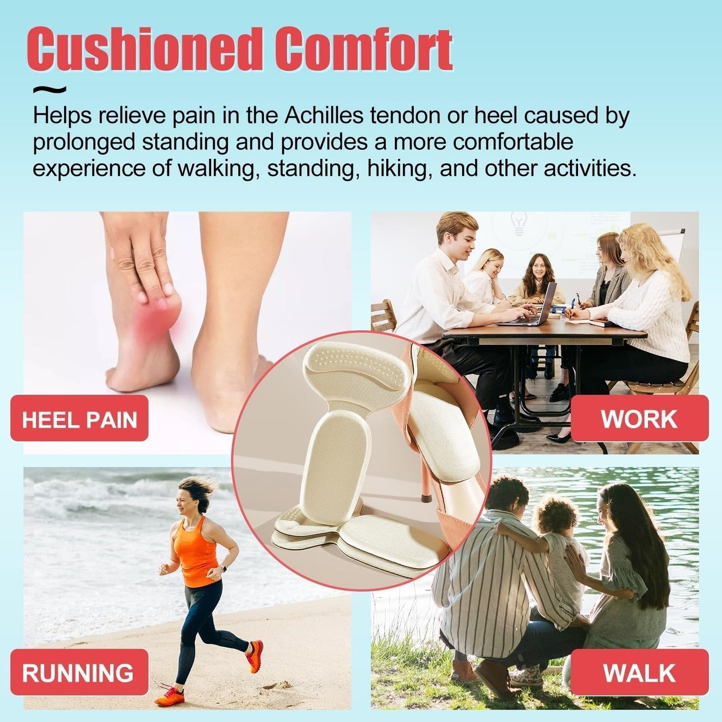 Non-slip heel pads – soft, padded heel protectors for both men and women