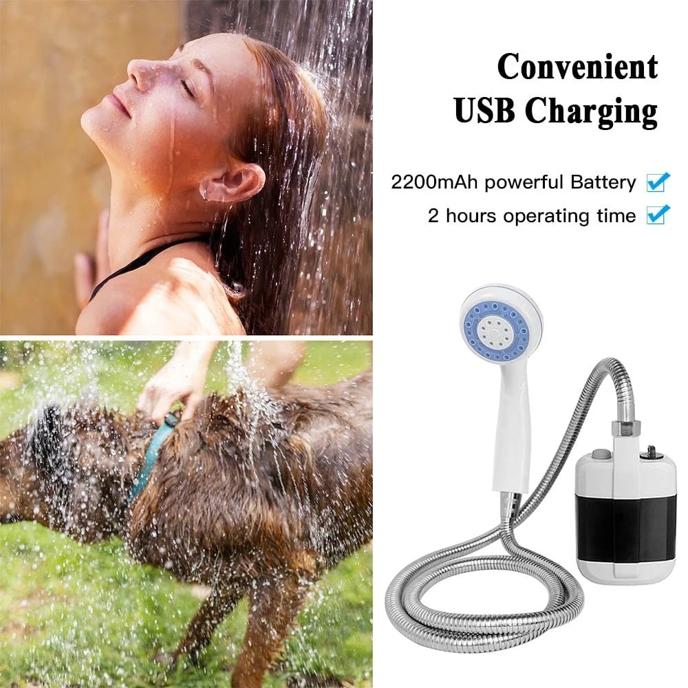 🚿 Stay fresh outdoors - Portable camping shower with adjustable flow - For easy and convenient outdoor cleaning!