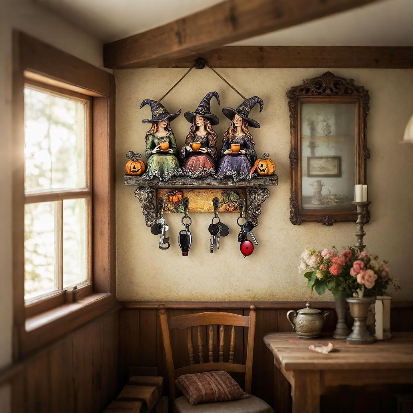 🎃Halloween Witch Wooden Wall Decor Key Holder