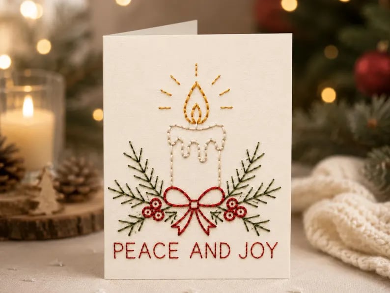 🌲Christmas Hand Embroidery Card DIY Kit | Stitch Your Way Into the Christmas Spirit ✨ 🎁