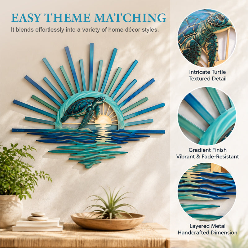 🌅 ‘Legend of the Sunset Tides’ Metal Wall Art – 🌊Vintage nautical-style metal wall art