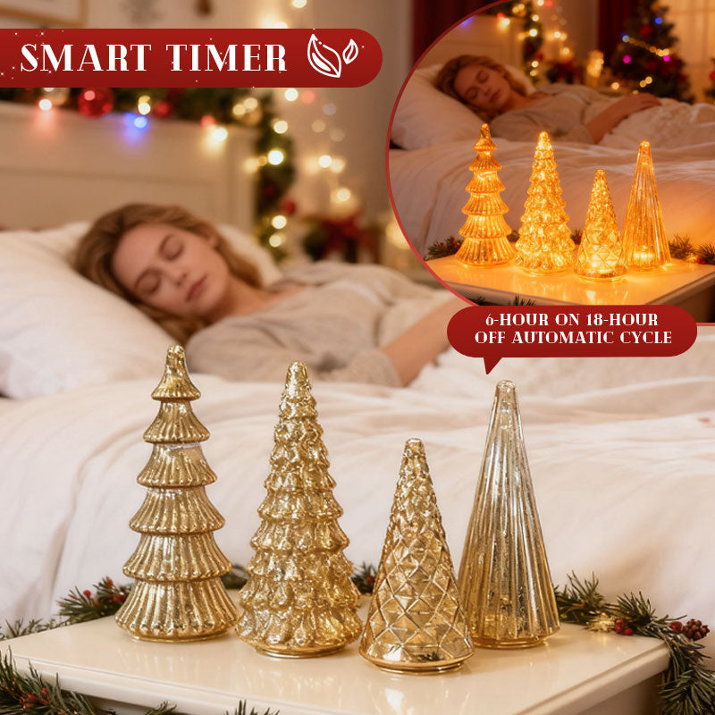 ✨ Shimmering Christmas – Mercury Glass Lighted Tree Set ✨