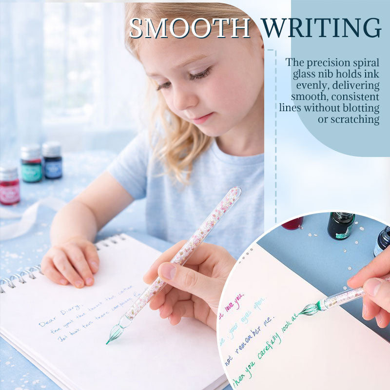 Glass pen with shimmering ink set