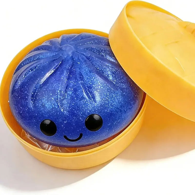 Glitter Dumpling Squishy Box - Cute Anxiety Relief Fidget Toy, with Steamer Box