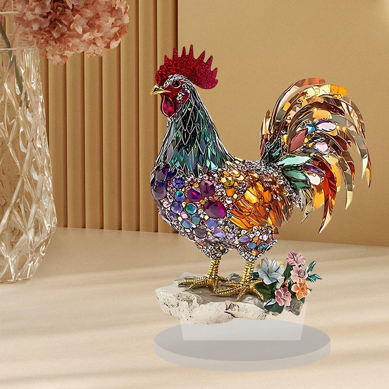 Colorful Lucky Rooster Figurine