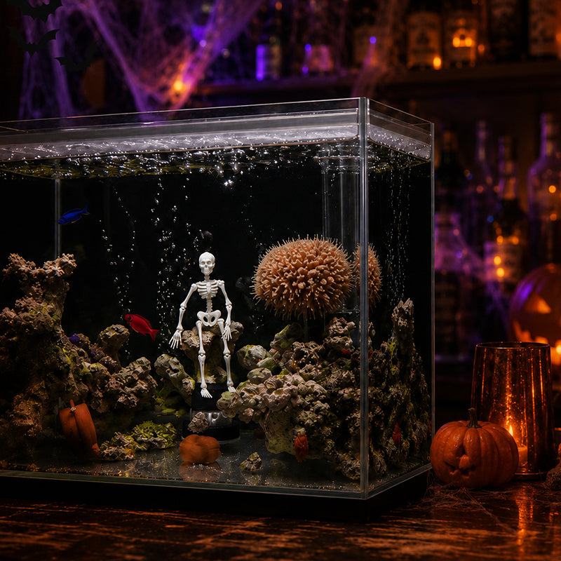 💀 Halloween Dynamic Skeleton Fish Tank Ornament: Air-Driven Aquarium Decor!🐠