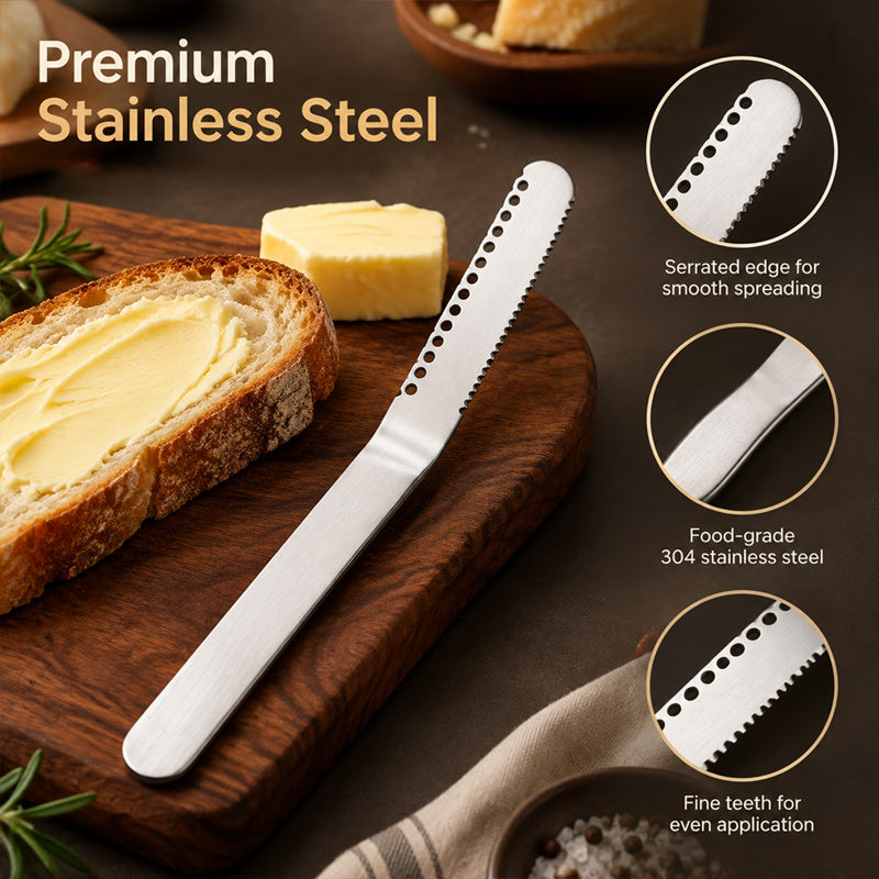 🧈🍽️Multi-Function Butter & Cheese Spreader — Curl Edge, Serrated Side & 3 Finishes