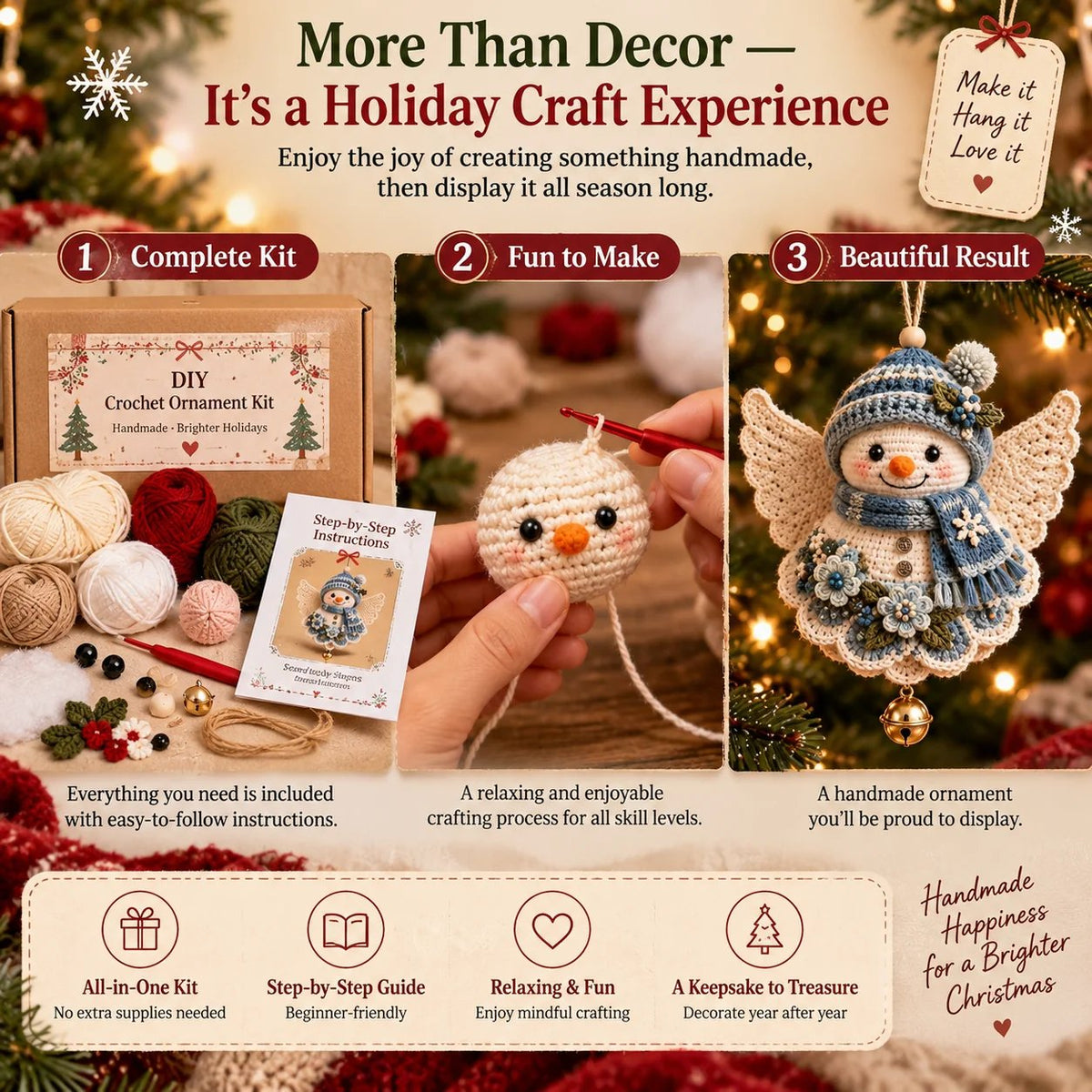 🔥LAST DAY 50% OFF - 🎄DIY Crochet Christmas Angel Ornament Kit – Make, Hang & Treasure✨