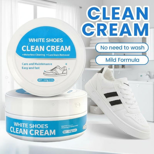 No-Wash Shoe & Leather Cleaner Cream – Stain Remover with Sponge, Works on Sneakers, Leather & Car Interiors