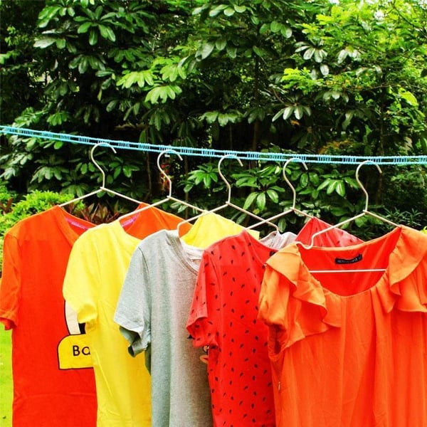 🔥Last Day 50% OFF - Adjustable Windproof Clothesline with Hooks - Portable Heavy Duty Travel Laundry Line for Outdoor, Backyard, Camping & Indoor Drying