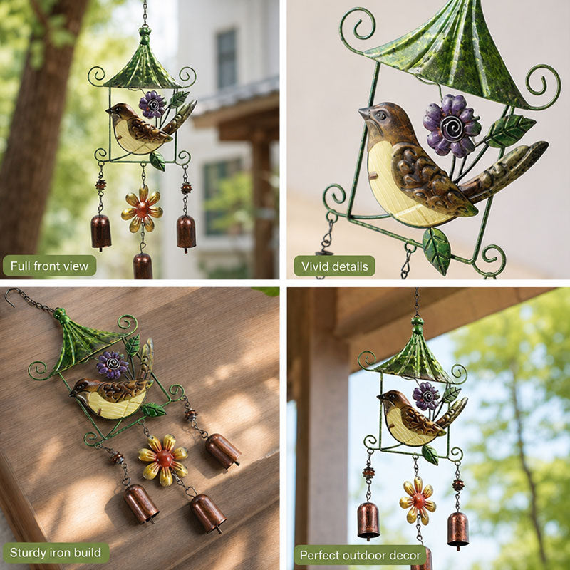 Enchanting Metal Bird & Butterfly Wind Chimes - Hand-Painted Garden & Patio Hanging Decor | Outdoor Art