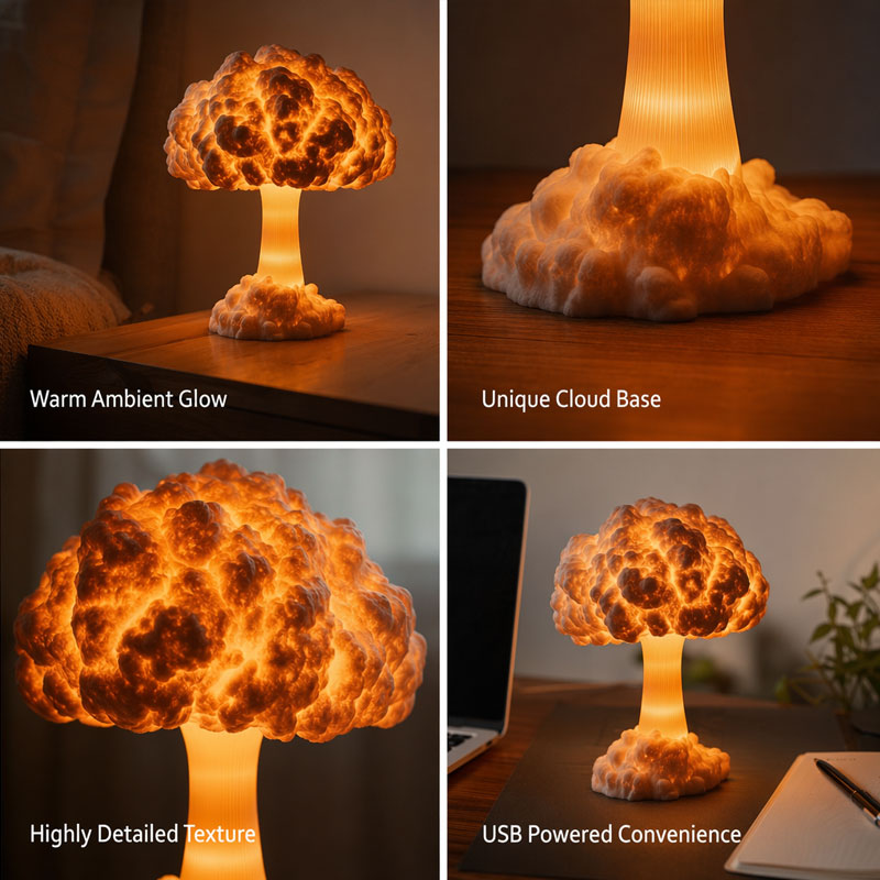 Mushroom Cloud LED Desk Lamp | Unique Desktop Ornament USB Powered