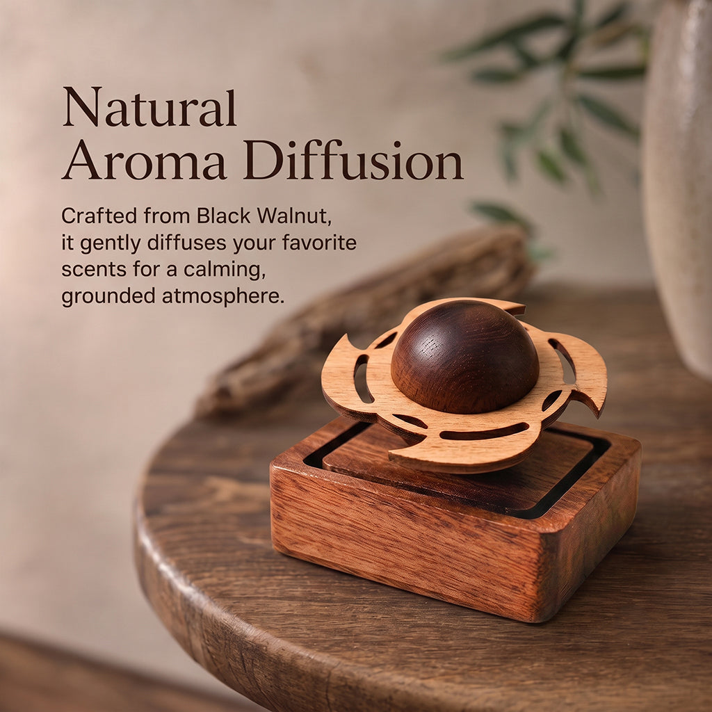 Handcrafted Wooden Planet Aroma Diffuser - Black Walnut & Sapele Essential Oil Diffuser for Home & Car
