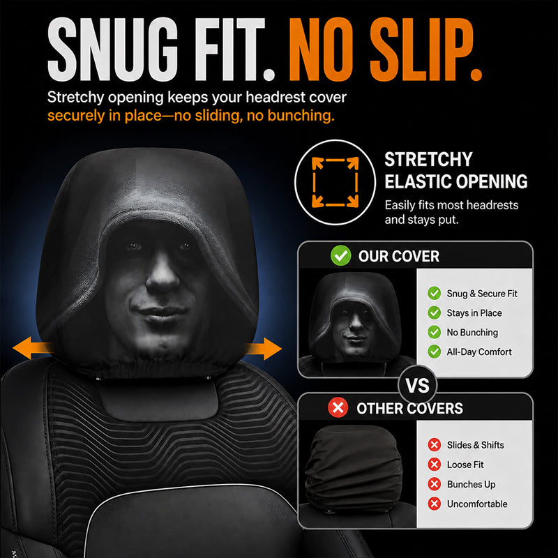 Funny Face Printed Headrest Cover – Car Interior Accessory