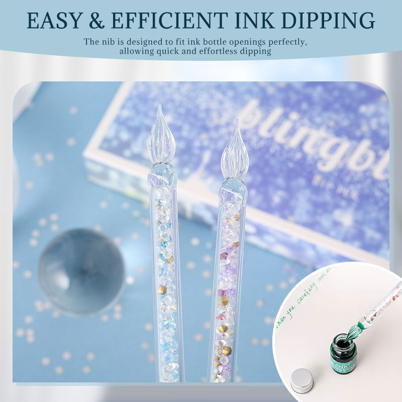 Glass pen with shimmering ink set