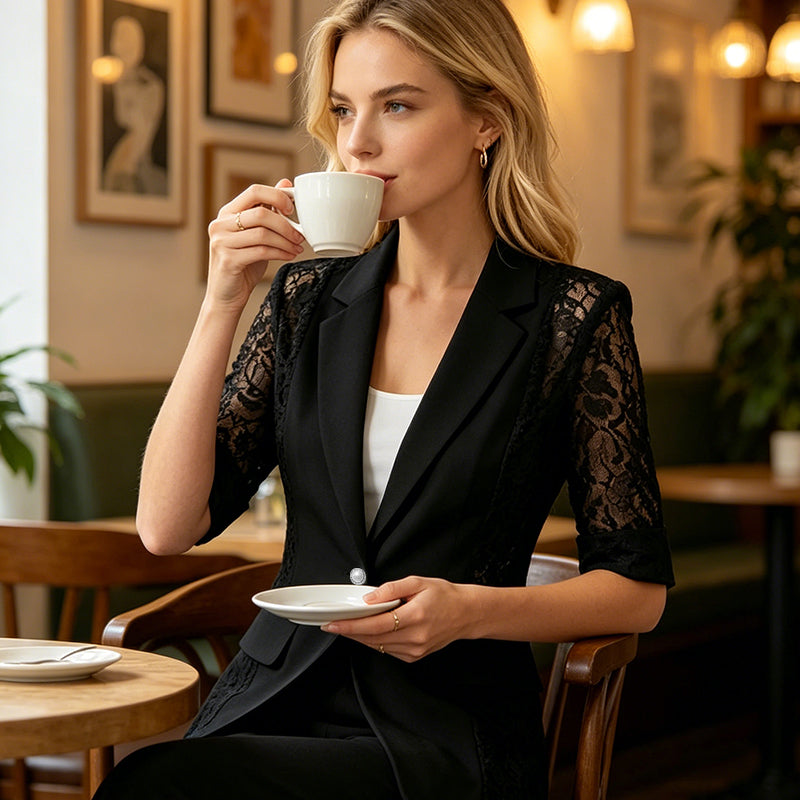 Elegant Lace Patchwork Blazer for Women