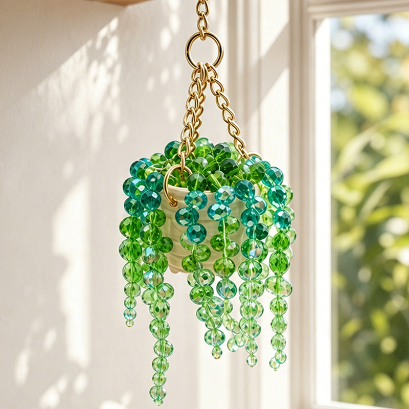 Sun-Kissed Beaded Succulent Car Charm