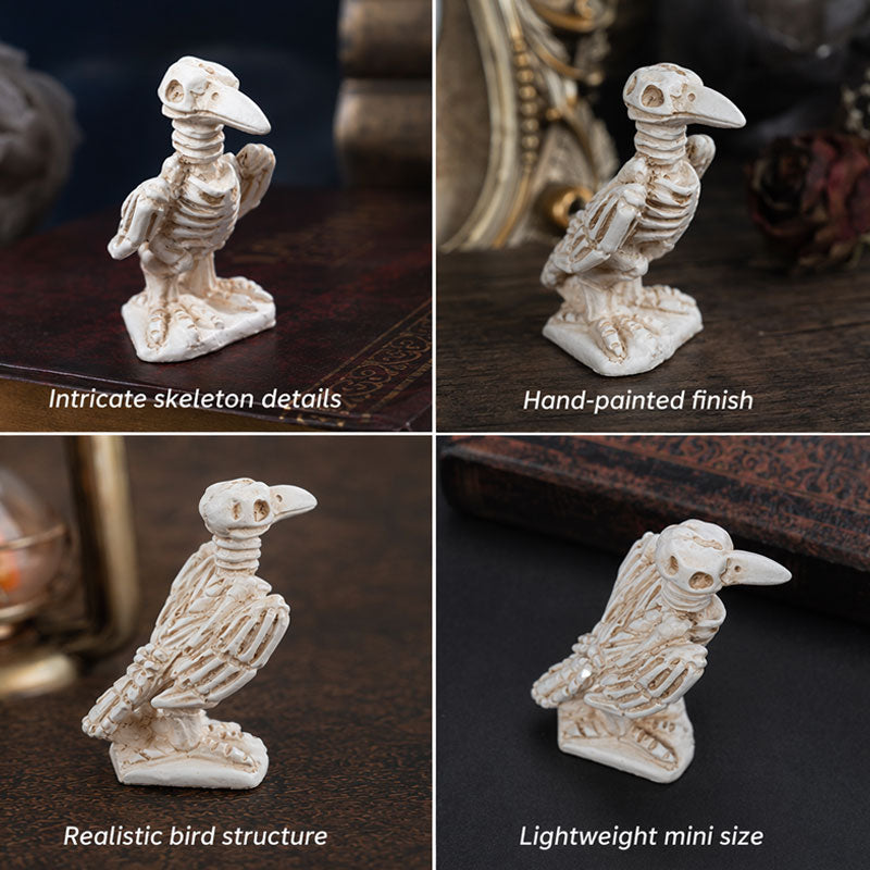 Haunting Halloween Raven & Skeleton Crow Decor - Resin Ornaments