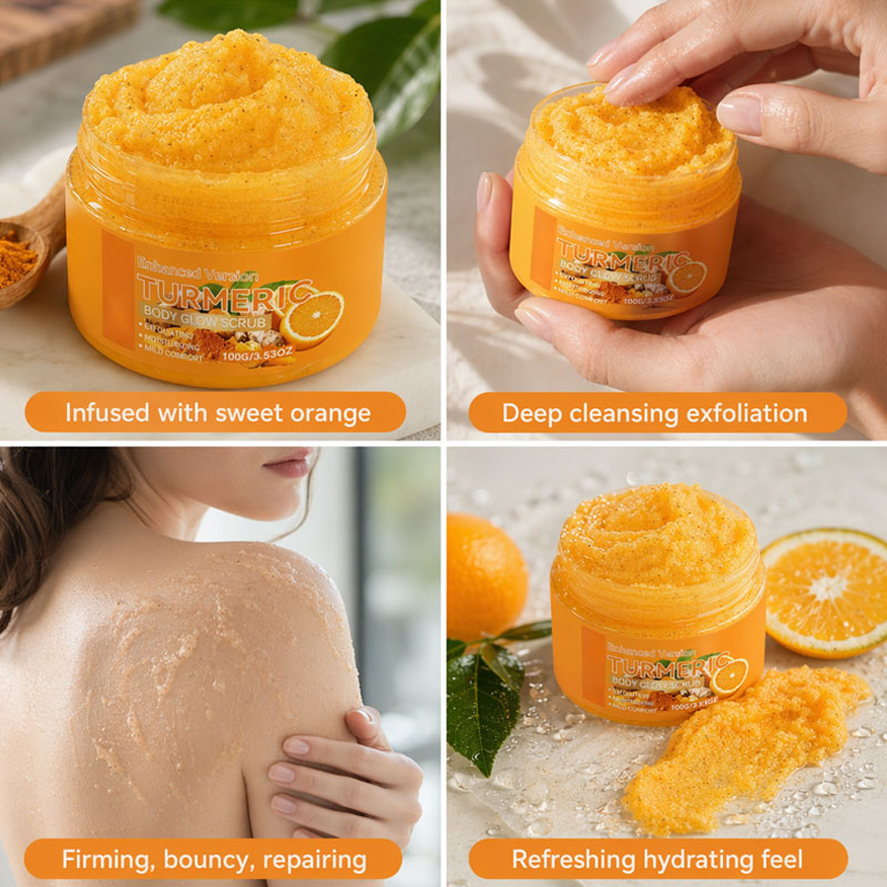Turmeric Body Glow Scrub with Sweet Orange – Exfoliating, Hydrating & Non-Greasy for Radiant Skin