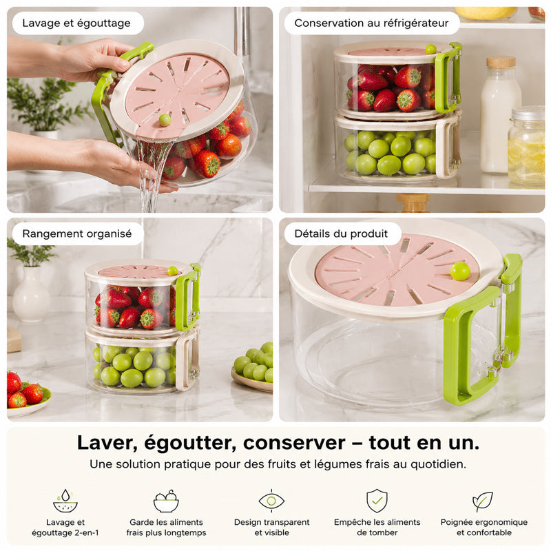 2-in-1 Multifunctional Telescopic Drainage Basket for Fruits and Vegetables