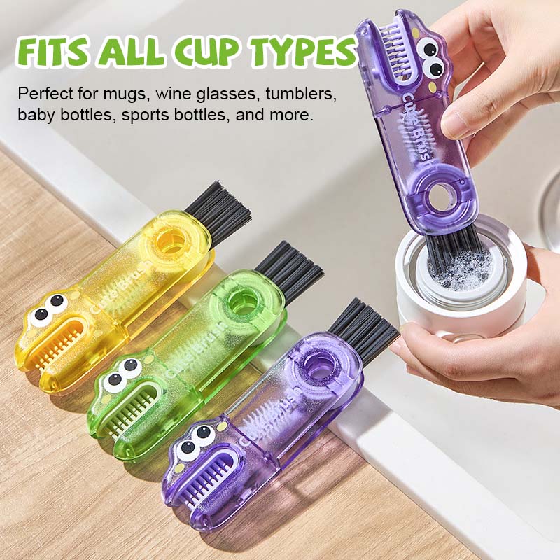 🐊 Crocodile Multifunctional Cleaning Brush – 3 Brush Heads for All Cup Types