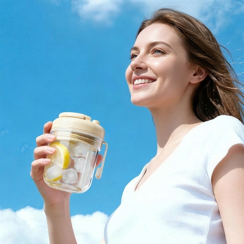 Portable Press-to-Dispense Ice Cup
