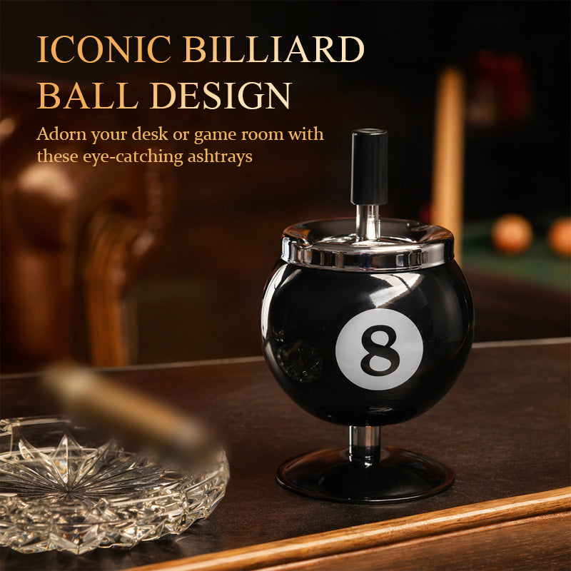 Creative Billiard Ball Metal Ashtray with Lid - Anti-Fly Ash Office Desk Decor