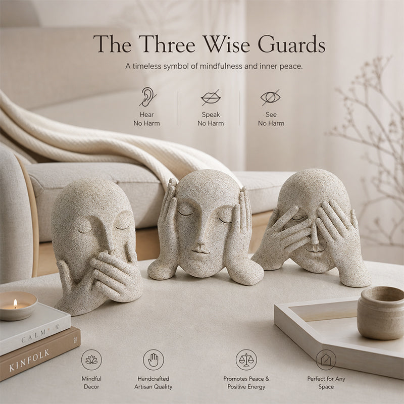 🗿 "Three Nos" Human-Face Home Decor Ornament