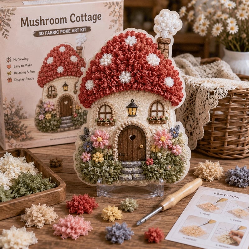 🔥 Ultimo giorno: sconto del 50% – ✨ Kit “Whimsical Village” per arte 3D con tessuto (tecnica Poke Art)
