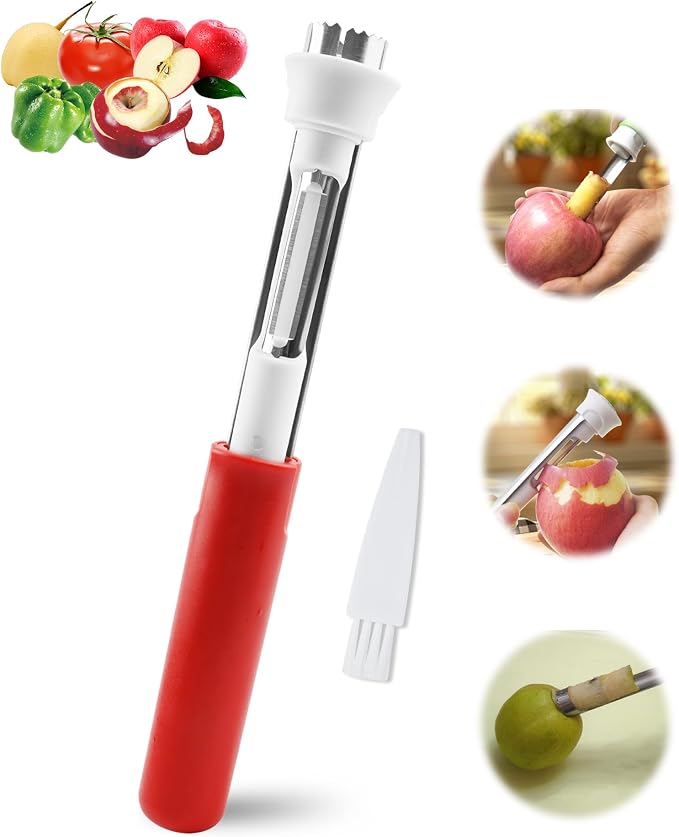 🍎 2-in-1 Stainless Steel Apple Corer Tool: 1-Motion Fruit Core Remover! ✨