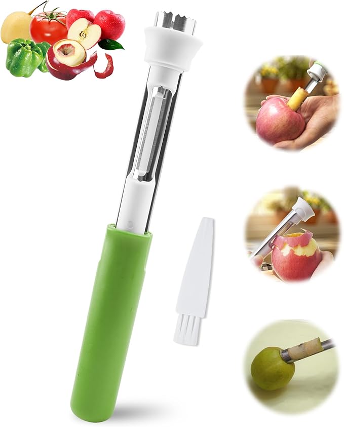 🍎 2-in-1 Stainless Steel Apple Corer Tool: 1-Motion Fruit Core Remover! ✨