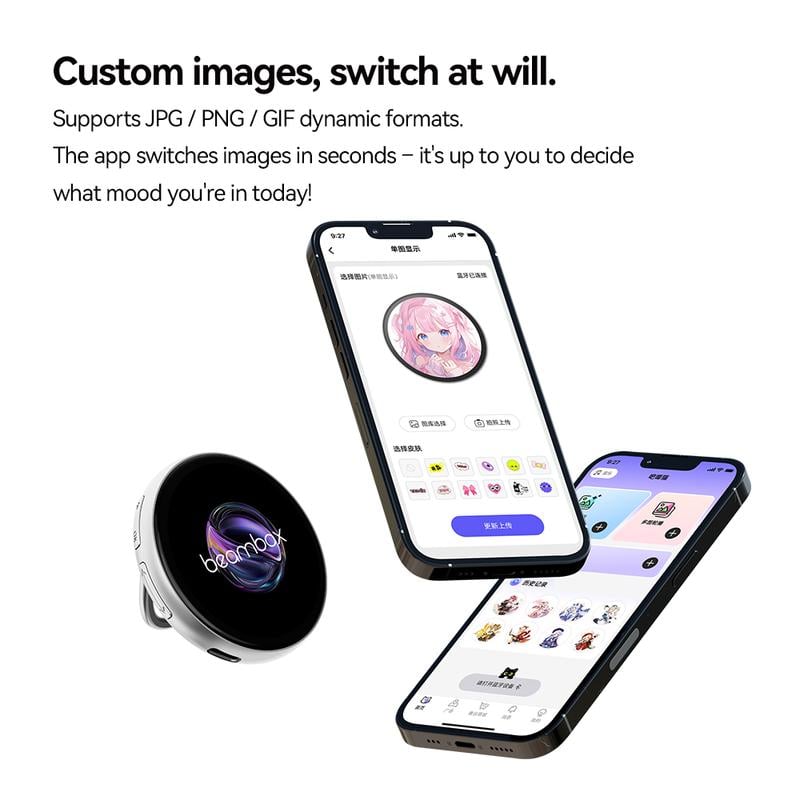 📱 Pixel Touch Digital Badge Screen – 📸 500mAh Lightweight Photo/Video/GIF Pin