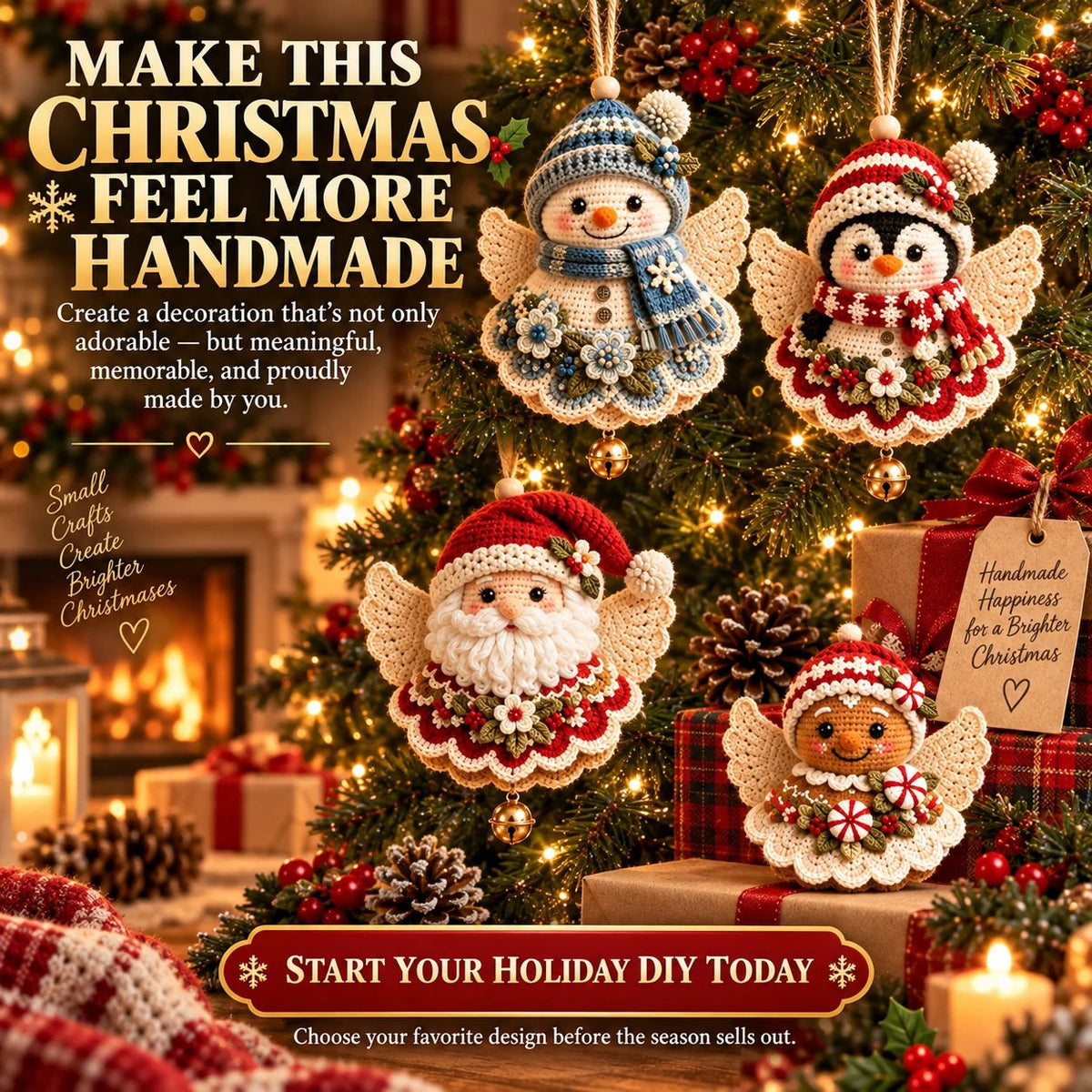 🔥LAST DAY 50% OFF - 🎄DIY Crochet Christmas Angel Ornament Kit – Make, Hang & Treasure✨