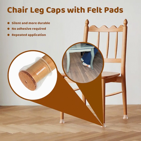 Chair leg caps with felt pads