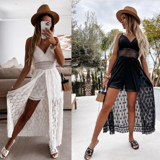 Women's Jumpsuit With Spaghetti Straps – Loose-Fitting Leisure Overall With Cut-Out Design 👗✨