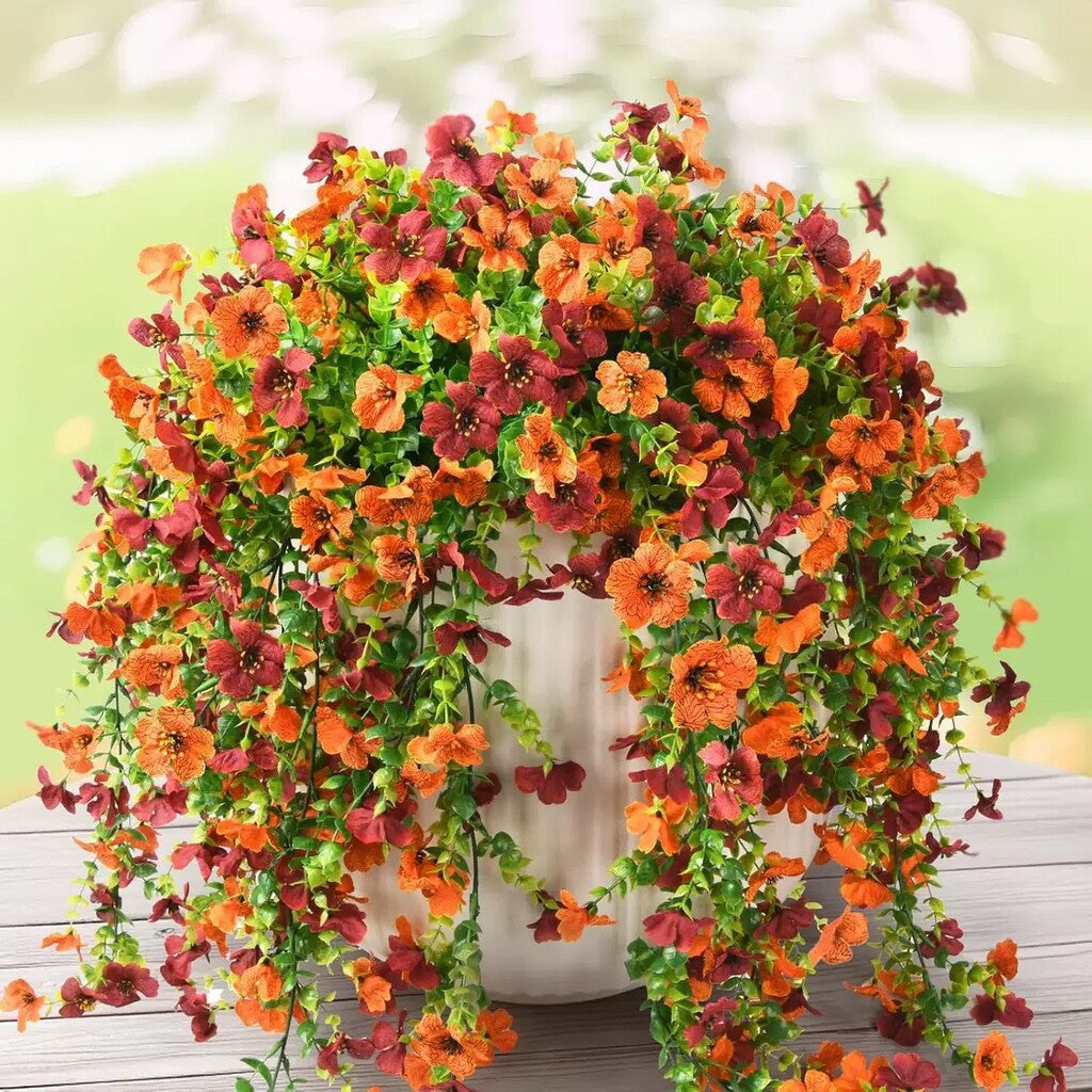 Outdoor cascading daisy and eucalyptus flowers – UV-resistant