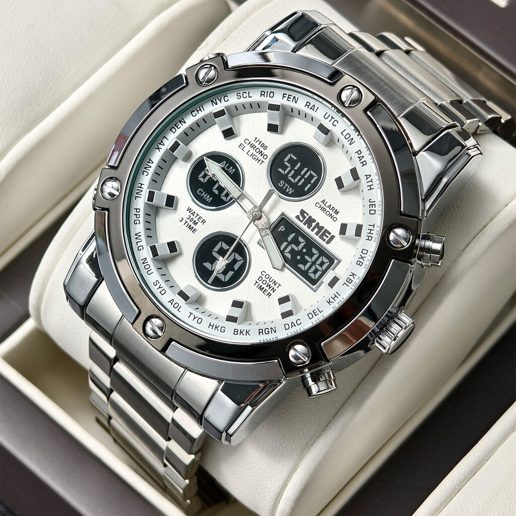 Men's Waterproof Watch - Analog/Digital Display, Rugged and Durable