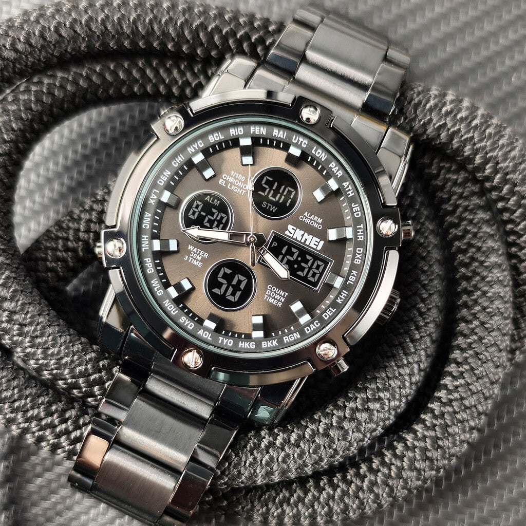 Men's Waterproof Watch - Analog/Digital Display, Rugged and Durable